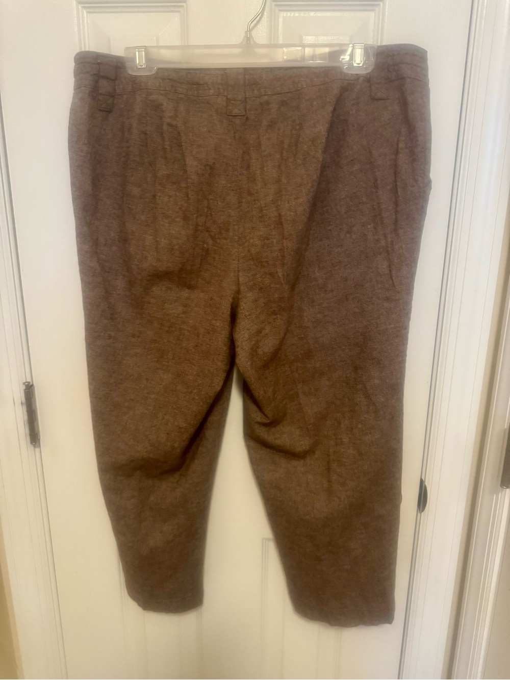 Women’s Heathered Mocha Linen-Blend Casual Drawstring Pants - Picture 3 of 3